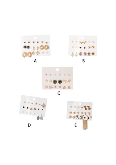 Wezone Kadınlar İçin 9 Çift Renkli Taki Alloy Mumluklı İki Mənşəli Gümüş Renkli Küçük Kolye Seti Diğer