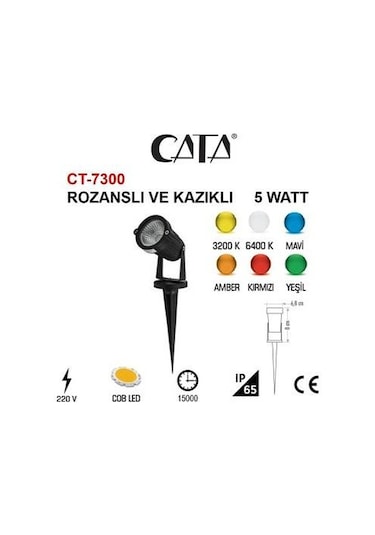 Cata Ct-7300 Rozanslı ve Kazıklı 5W Bahçe Armatürü Gün Işığı Diğer