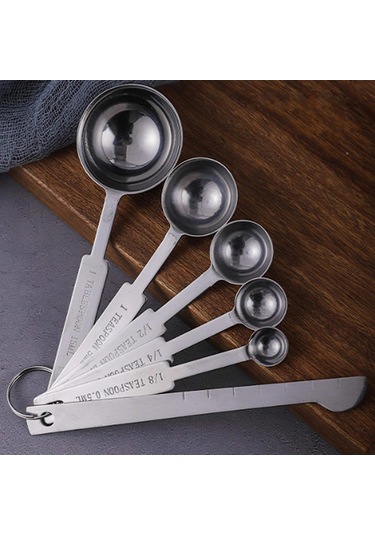 Fortunelane 11 Parça Paslanmaz Çelik Ölçüm Seti: 5 Kase 30-250ml + 5 Kaşık 0.5-15ml + Düzleştirici Aracı Gümüş Gümüş Gümüş