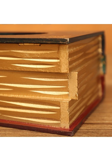 Xiyyadms Kahve Renkli Sanal Kitap Desenli Masaüstü Mendil Kutusu - Kafe Restoran Dekoratif Mendil Saklama Kutusu 4001b