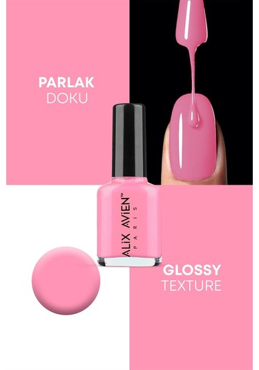 Alix Avien Pembe Oje 60 Yüksek Pigmentli Uzun Süreli Kalıcılık Hızlı Kuruma Nail Lacquer 60