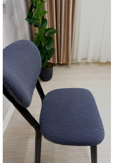 StarMall Bohem Jakarlı Sandalye Kılıfı Çubuk Desen 1 Adet Antrasit