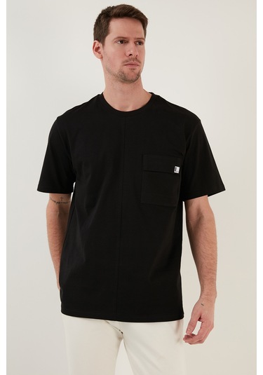 Buratti % 100 Pamuk Relaxed Fit Bisiklet Yaka Erkek T Shirt 5902605 Siyah