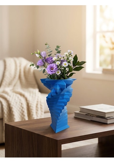 3d Yıldız Spiral Mavi Vazo Özel Tasarım