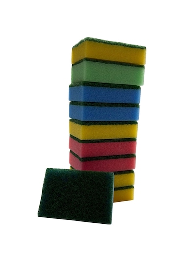 Technow Klasik 9 X 6 Cm 4 Renkli Düz Bulaşık Süngeri 10 Adet