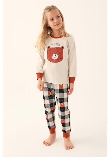Rolypoly Bej Kız Çocuk Uzun Kol Pijama Takım Bej
