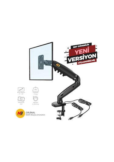 Nb North Bayou F80 17"-30" Amortisörlü 2Xusb Monitör Tutucu Stand