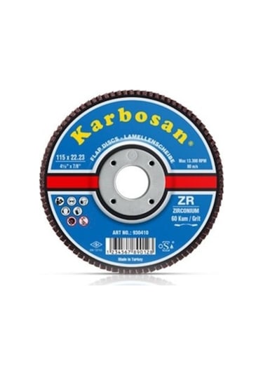 Karbosan Flap Disk 115 Zr 60 Kum Zirkonyum (10 ADET)