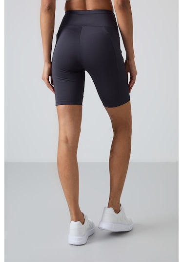 Tommy Life Antrasit Polyester Esnek Standart Fit Performans Kadın Biker Tayt - 91012 Antrasit