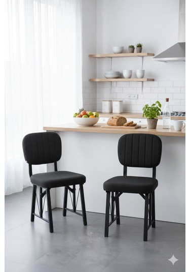 Elfin Mutfak Sandalyesi Yemek Odası Bahçe Balkon Otel Restoran Kafe Sandalyesi - 1 Adet - Siyah Siyah