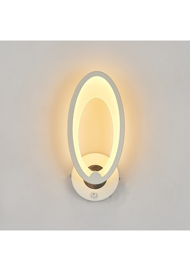 Xiyyadms 3062 Model Akrilik Ve Demir Duvar Lambası - 10w Led Isınak Beyaz Işık 3000k - 85-265v Geniş Voltajlı Anahtarlı Tesisatlı Tipi - Yatak Odası, Oturma Odası Için Uygun Beyaz