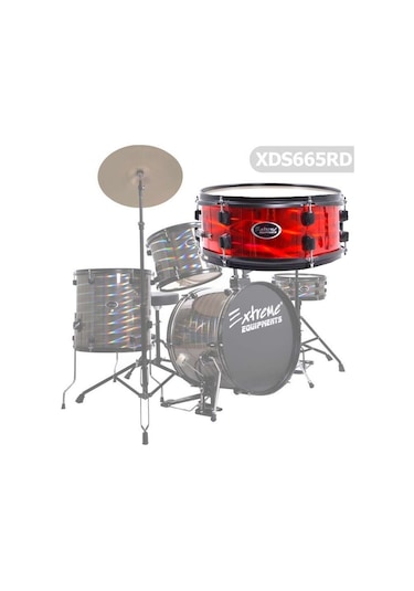 Extreme Xds665 Rd - Metalik Kırmızı Akustik Davul Seti