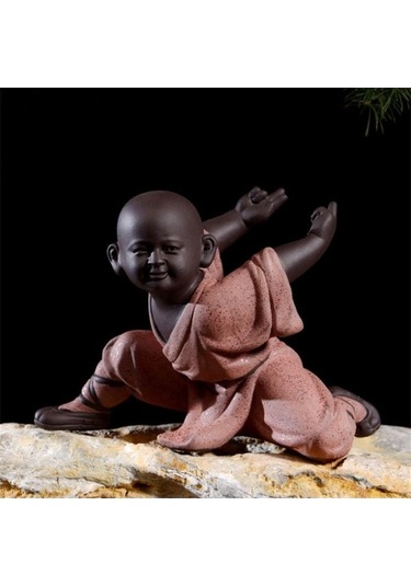 Novahub Küçük Keşiş Heykeli Seramik Buda Heykelcik, Ofis Çay Pet Mor Kil Heykel, Ev Çayevi Dekorasyon, El Sanatları Hediye B