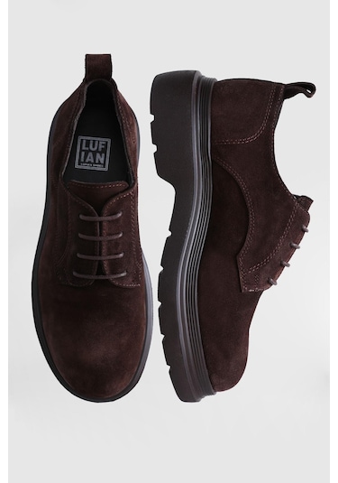 Lufian Bruce Kahverengi Süet Erkek Hakiki Deri Deve Tüyü Ayakkabı Kahverengi