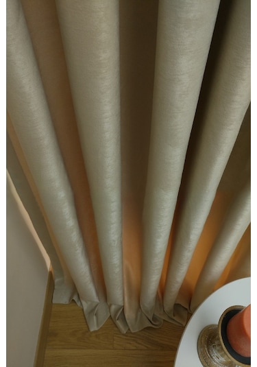Evdepo Home Bej Düz Renk Soft Fon Perde Tek Kanat Bej