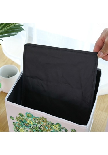 Ulzyvf Elmas Boyama Depolama Kutusu - Dıy Organizatör, 25x25x25cm Beyaz Kanvas, Araç Setli Çok Renkli Çok Renkli