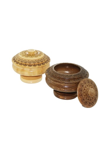 Ayaklı Desenli - Cnc İşlemeli Ahşap Şekerlik Kapaklı Fileli Ambalaj 5365 Çok Renkli