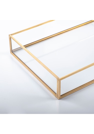 Cam Tepsi Pirinç & Gold 30x20x5cm