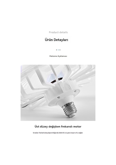 Modern Akıllı Uzaktan Kumanda Vidalı Fan Işığı Mini Fan Işığı Koku Fanı Işığı - Beyaz