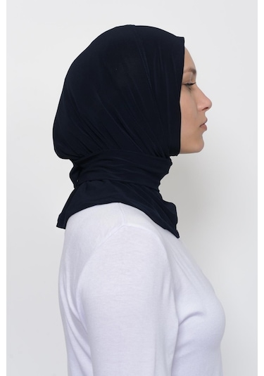 Çıtçıtlı Hazır Eşarp Hijap Lacivert