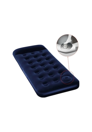 Bestway Pavillo Jr Twin Flocked Air Bed Tek Kişilik Şişme Kamp Yatak Lacivert