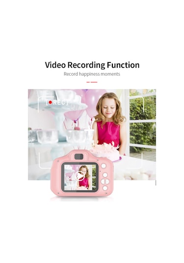 X2 Mini Çocuk Kamerası 2 İnç Hd Renkli Ekran Şarj Edilebilir Mini Kamera Video Kamera 32 Gb Hafıza Kartı İle Sevimli Kamera Pembe