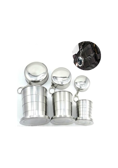 Paslanmaz Çelik Kamp Katlanır Bardak Seyahat Açık Kamp Yürüyüş Kupa Taşınabilir Katlanabilir Bardak L 250 Ml Çok Renkli