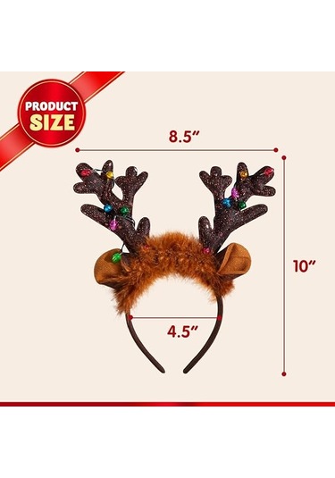 Işıklı Noel Baba Kafa Bandı - Yetişkinler Ve Çocuklar İçin Sevimli Ren Geyiği Kafa Bandı - Noel Partisi Hediyeleri - Noel Aksesuarları