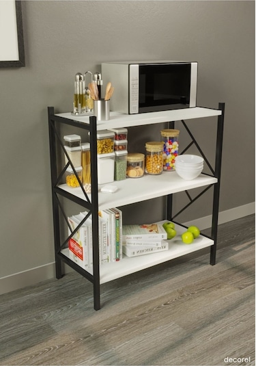 Morpanya Arose Metal Tekli Mutfak Rafı Malzeme Dolabı 3 Raflı Mikrodalga Fırın Rafı Çok Amaçlı Beyaz