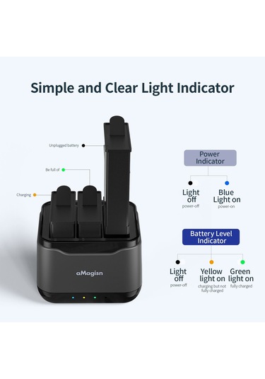 Amagisn Aa10 3 Yuvalı Pil Şarj Cihazı Tip-c Tf Kart Siyah