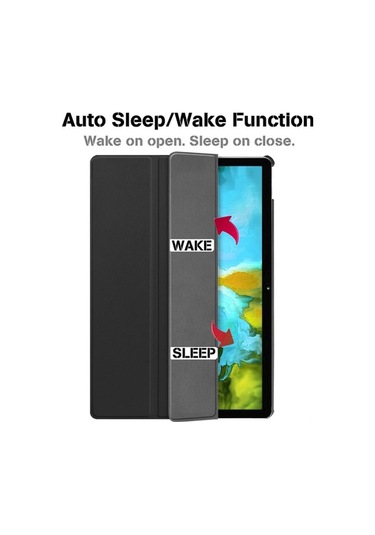 Sandwich Samsung Galaxy Uyumlu Tab A7 Lite İçin Siyah Üçlü Katlı Stand Korumalı Kılıf, Pc+pu Malzeme, Darbe Ve Çizikten Koruma Kapakl Kapaklı Kılıf