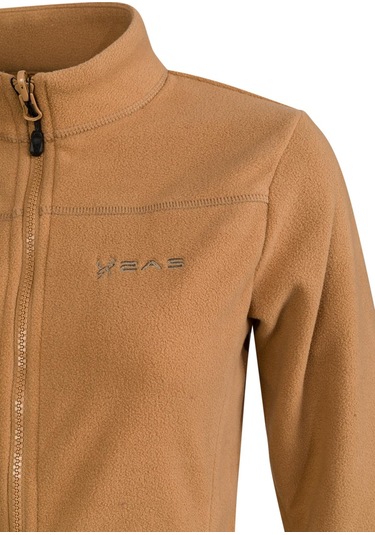 2As Cara Kadın Tam Fermuarlı İnce Polar Sweatshirt Camel