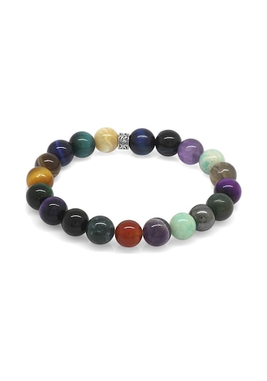 Tesbihane Küre Kesim Multicolor Doğaltaş Kombinli Genç Başarı Bilekliği Çok Renkli