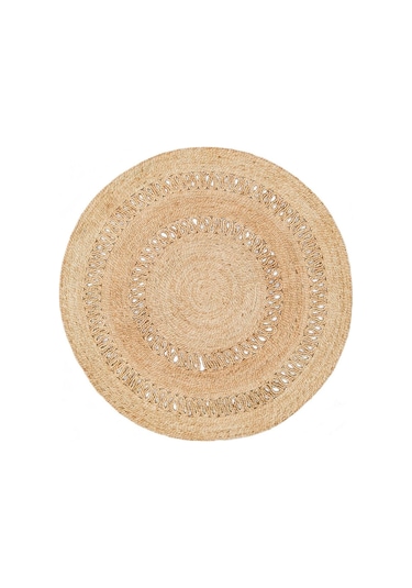 Eko Halı Flatweave Ca-122 Natural Xw Daire Dekoratif Jüt Kilim