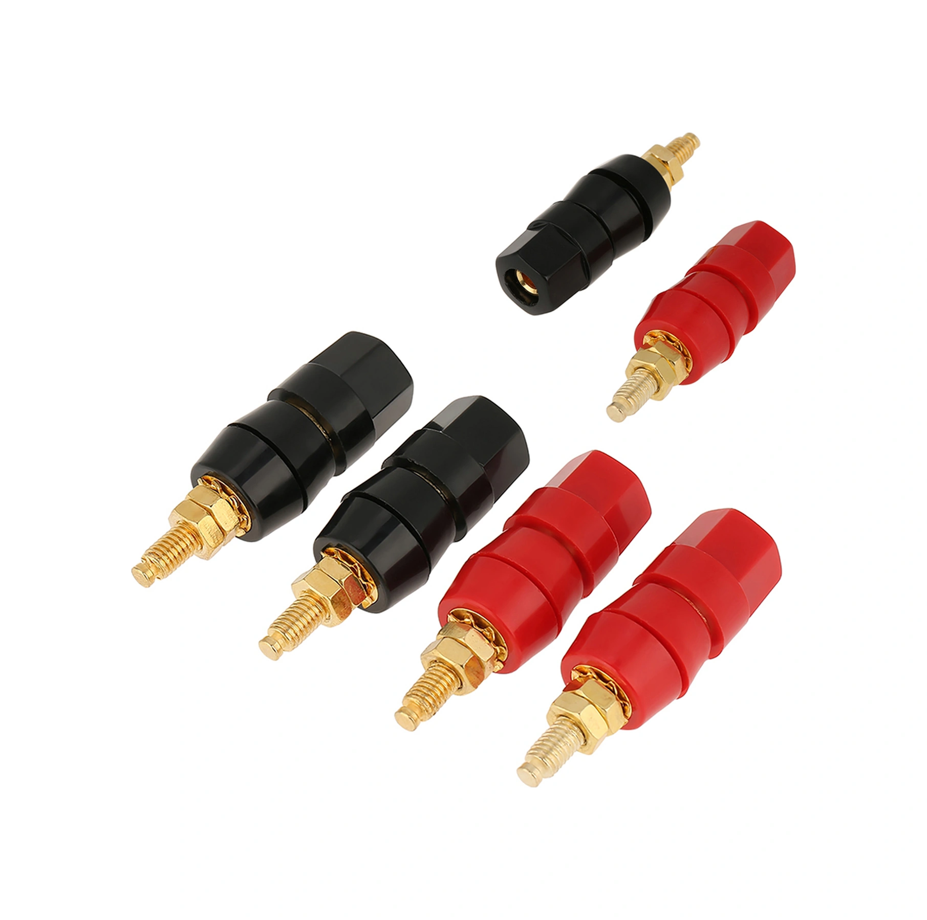 Tenfowee 4 Adet Altın Kaplı Hoparlör Bağlantı Terminali Kırmızı-siyah , 4mm Muz Plug Uyumlu, Amfi Ve Ses Cihazları İçin Kolay Kurulum