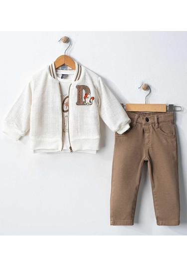 Celira Cnz Beyaz Triko Kollej Erkek Bebek Takım Beyaz