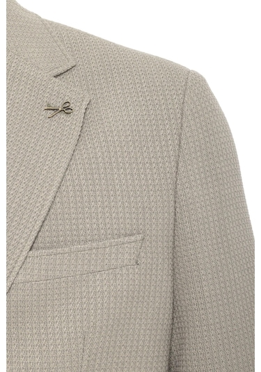 Süvari Haki Slim Fit Desenli Mono Yaka 6 Drop Ceket