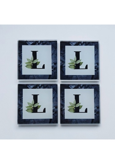 Decorita Cam Bardak Altlığı L Harfli Tasarım 4'lü Takım 10 x 10 CM Çok Renkli