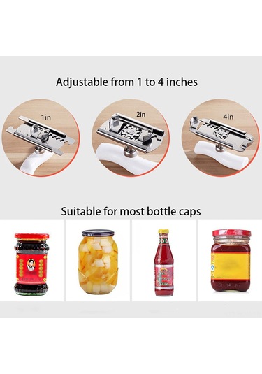 Suofeng Stahl-abs Açıcı Seti: 9.5cm Kapaklı Kavanoz Açıcı Beyaz + Taşınabilir Anahtar Zinciri Lp5 Gümüş Beyaz