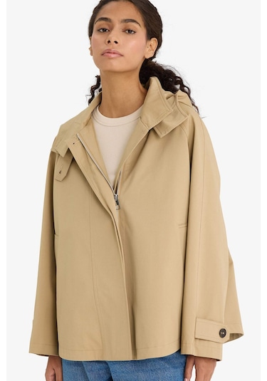 Defacto Regular Fit Kapüşonlu Fermuarlı Trençkot E8584ax25aubg501 Bej
