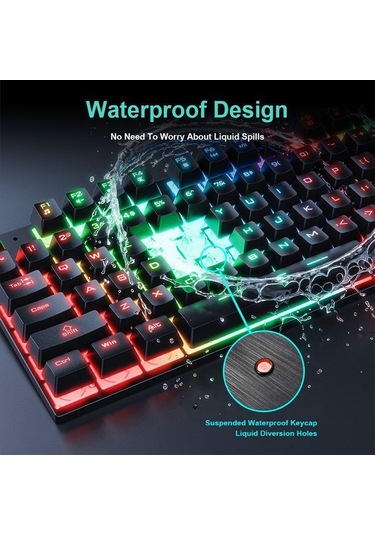 İmıce An-300 İngilizce Yüzeyden Kaydırılabilir Anahtar Kaplıklı Renkli Arka Işık Kablosuz Klavye Fare Seti Optik