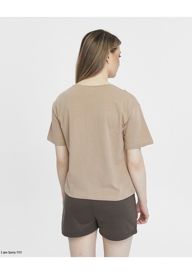 Bella Dossi Pamuklu Kısa Kollu Baskılı Kadın Şortlu Yazlık Pijama Takımı Bej