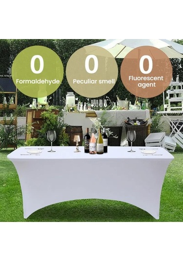 Sones 153x75x75 Cm Dikdörtgen Elastik Masa Örtüsü Otel Restoran Düğün Ziyafet Parti Uzun Masa Dekorasyonu Masa Örtüsü Yeşil Yeşil