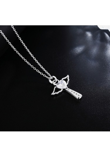 925ayar Gümüş Kristal Taşlı Melek Kolye