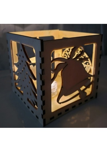 Ahşap Noel Yılbaşı Masaüstü Mumluk Noel Baba Noel Hediyesi