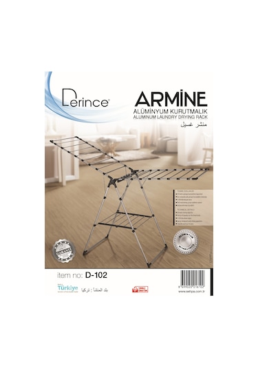 D-102 Derince Armine Alüminyum Çamaşır Kurutma Askılığı Siyah