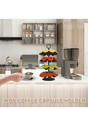 Tenfowee 360 Derece Dönebilir 36 Kapsül Kapasiteli Demir Kahve Kapsülü Organizatörü Siyah