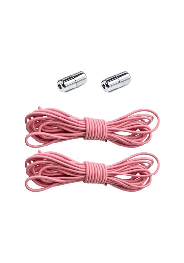 Ayarlanabilir 1 Çift Pembe Vidalı Kapsül Uçlu Yuvarlak Lastik Pratik Bağcık Pembe