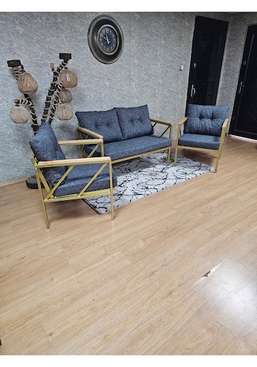 Gold Boyalı Bahçe - Balkon - Mutfak Çay Seti Takımı Bahçe Koltuk 001