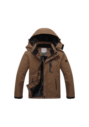 Erkek Outdoor Mont Kayak Dağcılık Montu Kahverengi Kahverengi